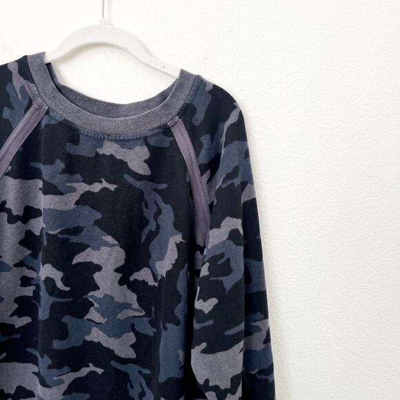 [PrAna] Cozy Up Nautical Blue Camouflage Oversized Crew Neck Sweatshirt Size 1X - Picture 6 of 10